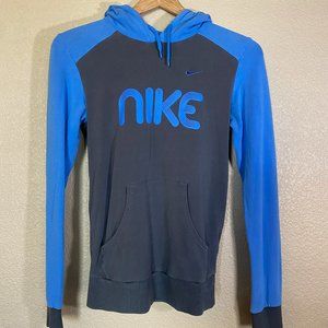 Vintage Gray and Blue Nike Hoodie